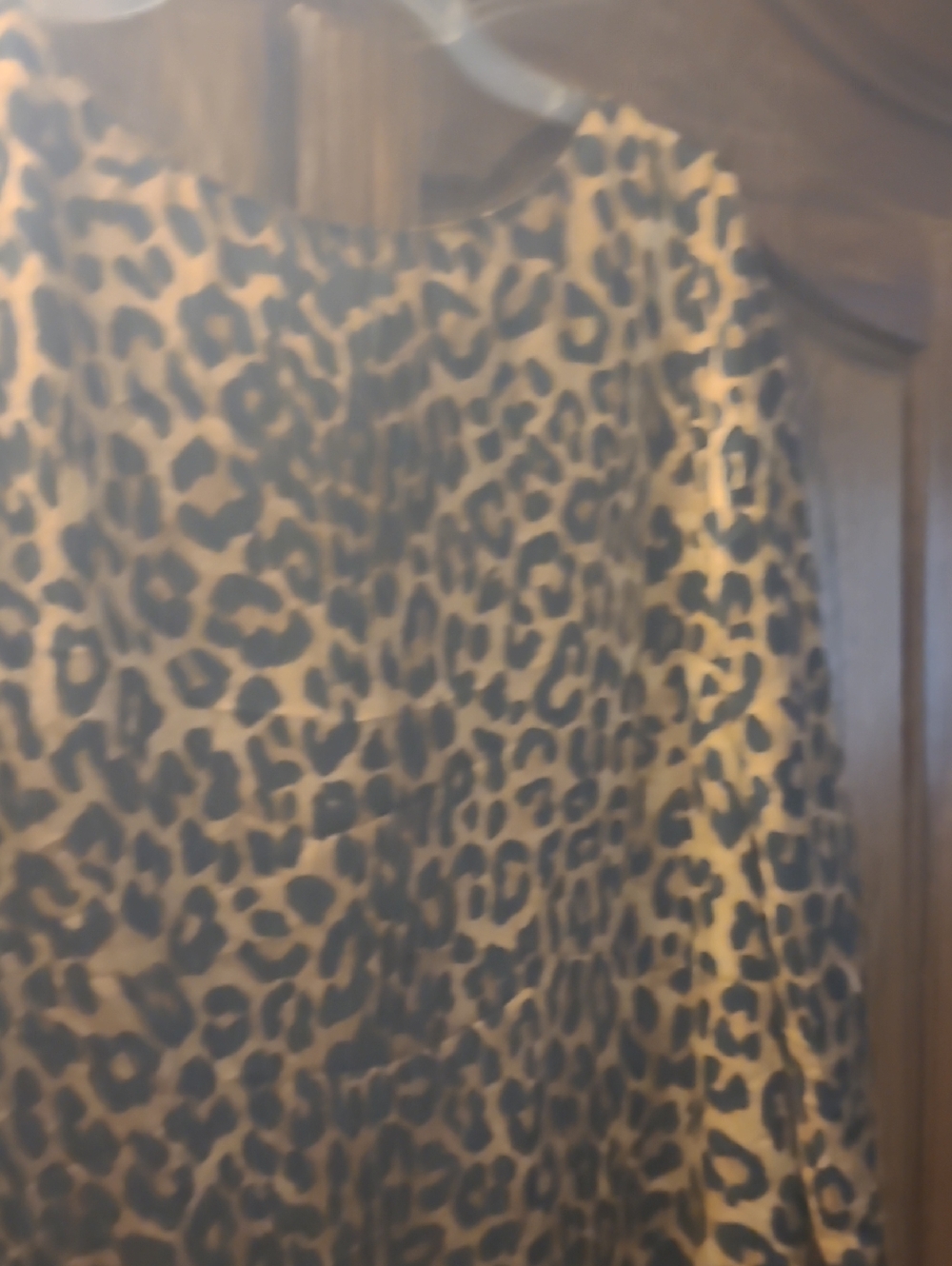 Jones New York Beige and Black Satin Leopard-Accent Dress.